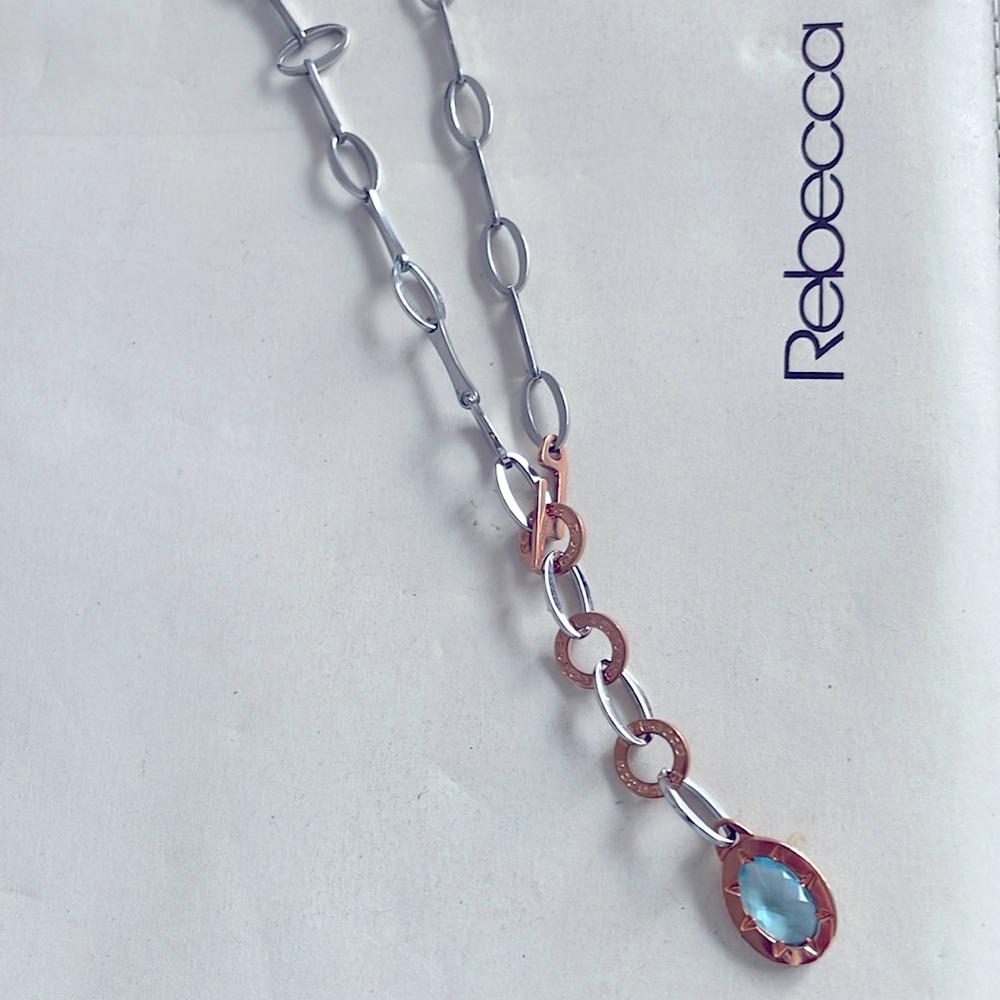 Rebecca Blue Topaz charm necklace